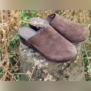 Doen Anouk Clogs Wooden Leather Chocolate Brown